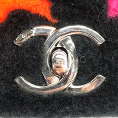 Chanel Medium Flap Bag Shearling and Leather Pop Art N.5 Silver Hardware