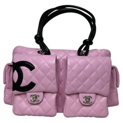 Chanel Cambon Large Pink Calfskin Leather Double Strap Handbag
