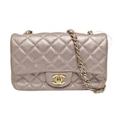 Chanel Classic Flap Mini Metallic Pink Lambskin Leather Gold Hardware