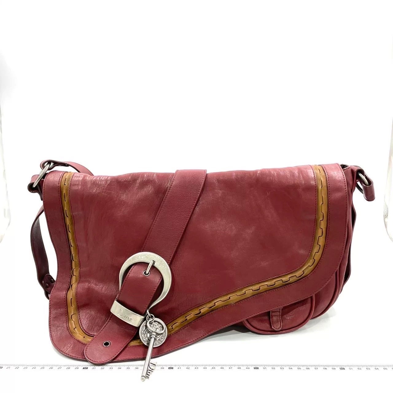 Dior Vintage Gaucho Large Red Leather Crossbody Bag