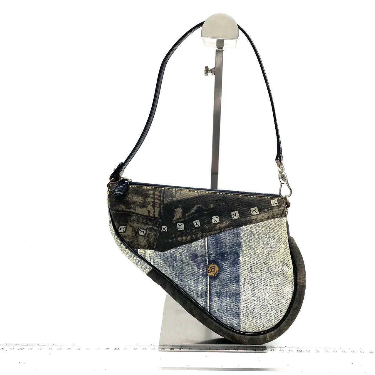 Dior Saddle Classic Mini Denim Jeans Patchwork Zipper Opening Handbag