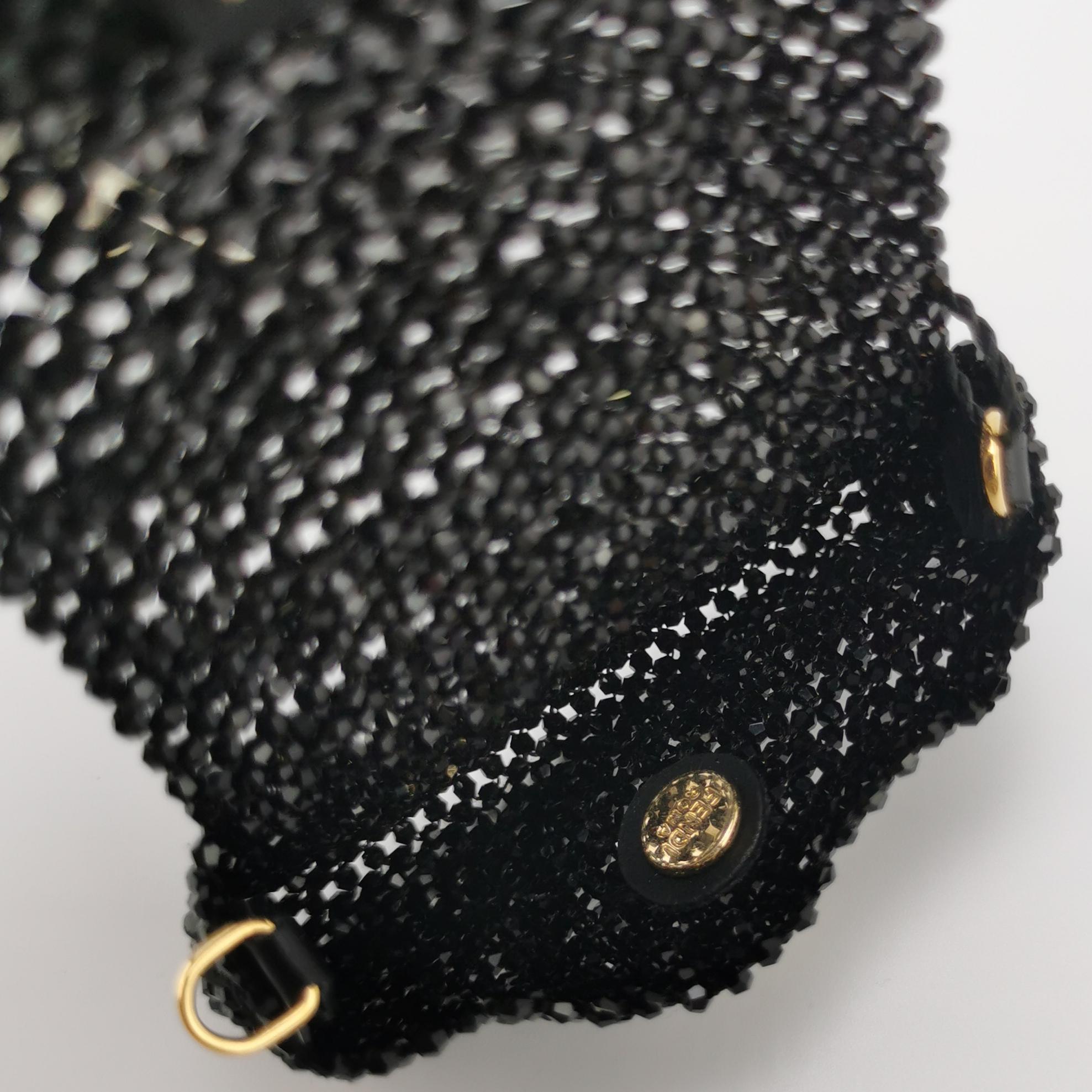 Fendi Nano Baguette Schwarz Perlen Gold Kette Crossbody Geldbörse im Angebot 1