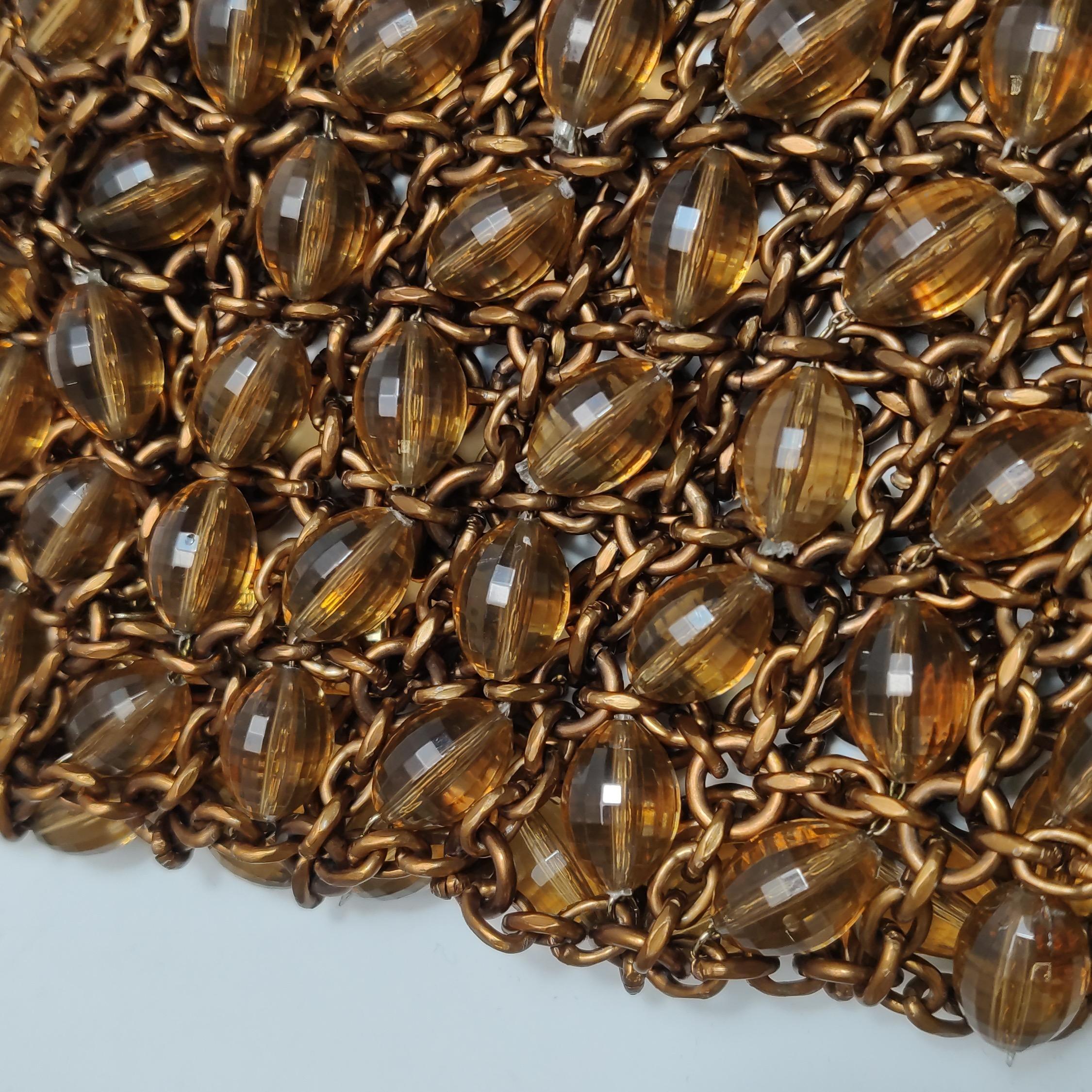 Bottega Veneta Vintage Brown Copper Beaded and Metallic Net Hobo Bag en vente 2