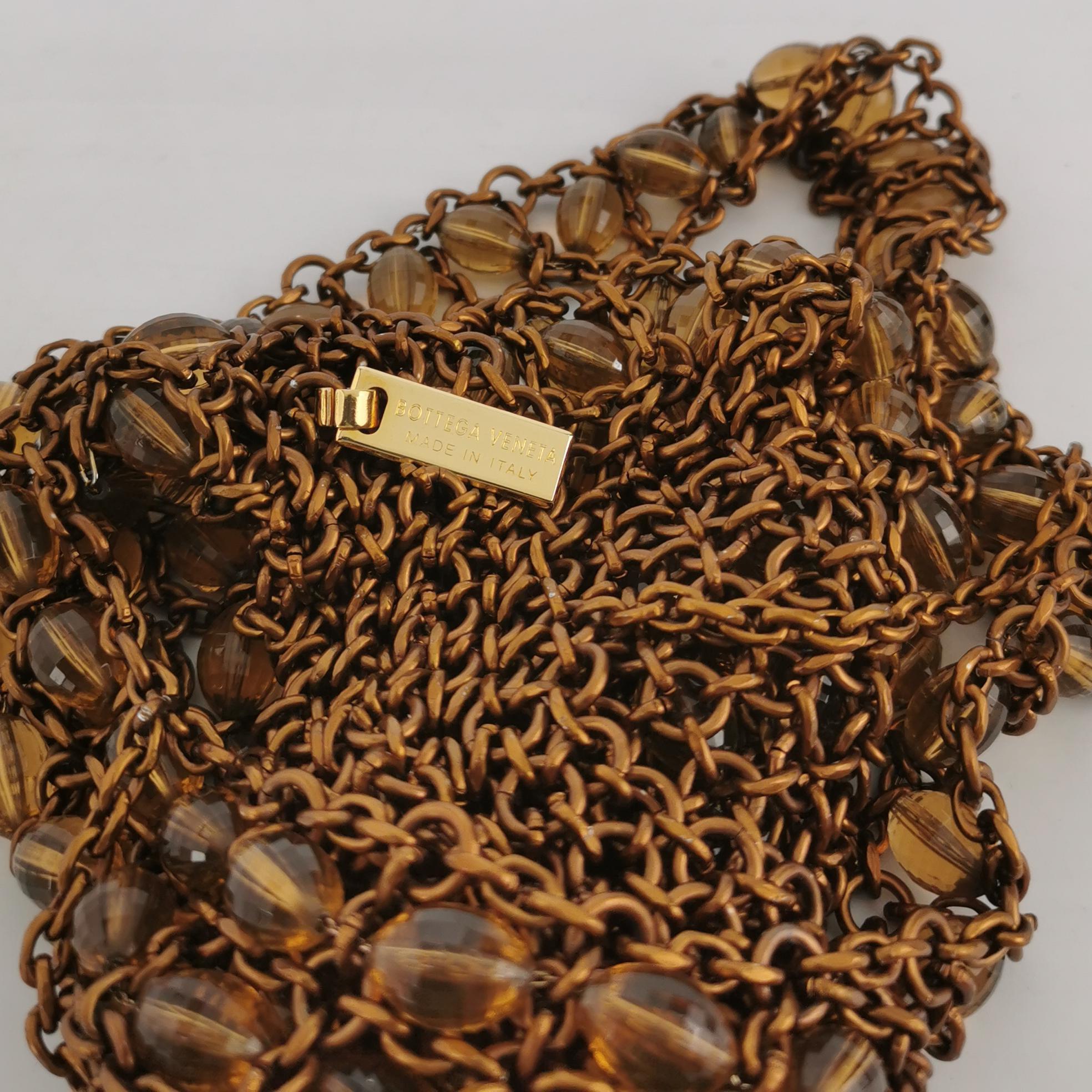 Bottega Veneta Vintage Brown Copper Beaded and Metallic Net Hobo Bag en vente 6