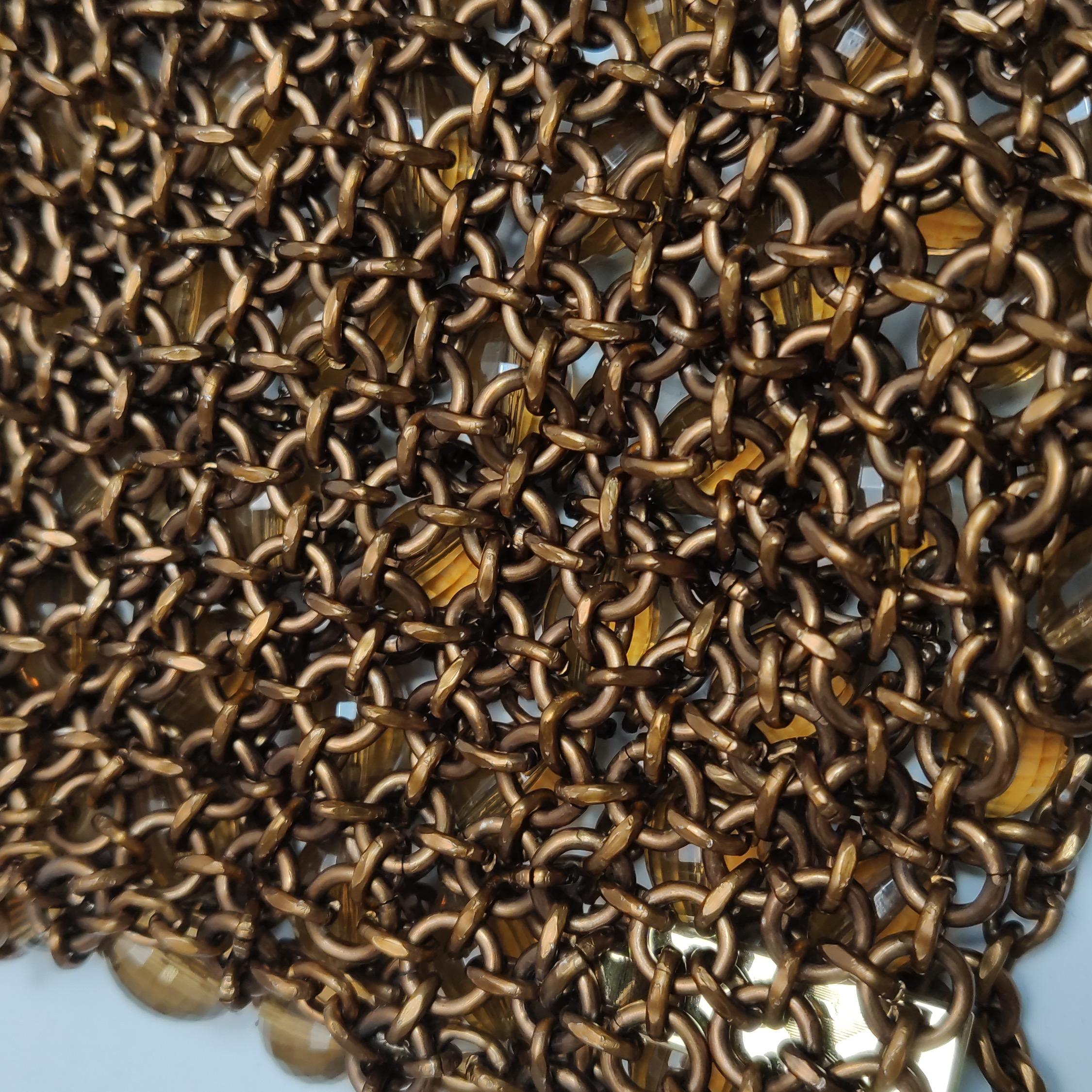 Bottega Veneta Vintage Brown Copper Beaded and Metallic Net Hobo Bag en vente 4