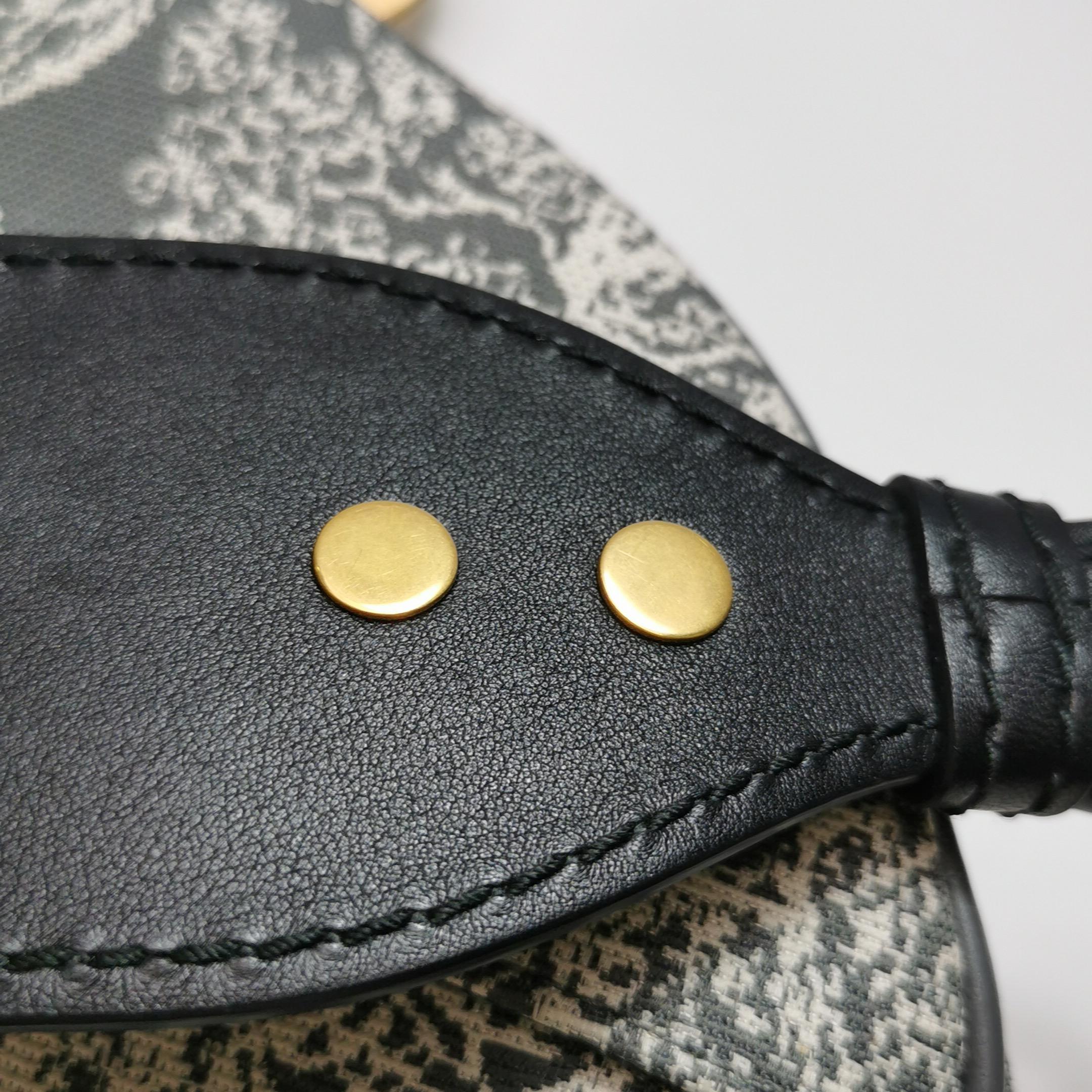 Christian Dior Sattel Medium Grau Canvas Tierdrucke Tiger Schlange Affe im Angebot 10