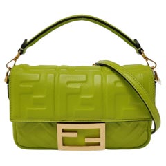 Fendi Baguette Mini Green Nappa Leather Crossbody Bag