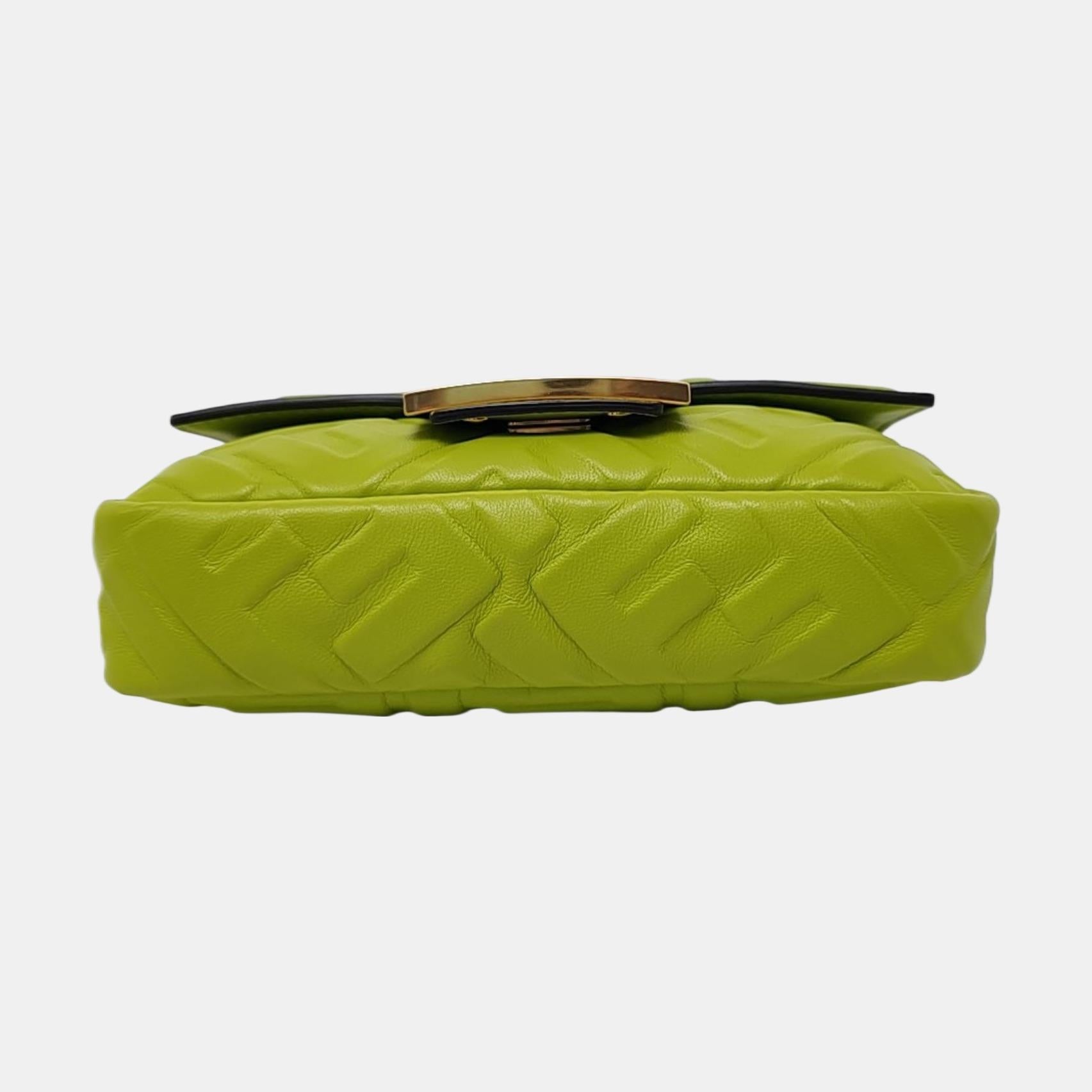 Fendi Baguette Mini Grüne Nappa Leder-Umhängetasche im Angebot 1