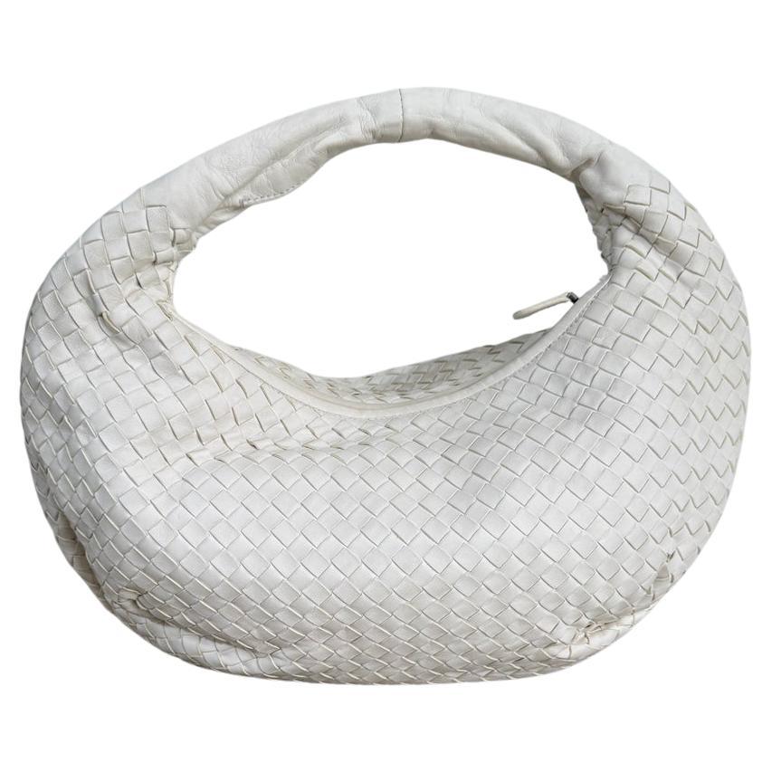 Bottega Veneta Belly Hobo Intrecciato in Nappa Bianca Medio 40cm in vendita