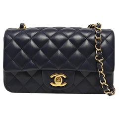 Chanel Classic Flap Rectangular Mini 2015 Navy Lambskin Gold Hardware
