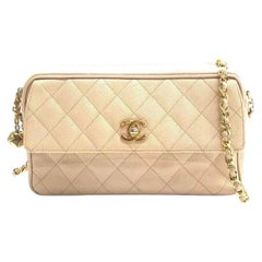 Chanel Medium Camera Case Bag Beige Caviar Leather Gold Hardware