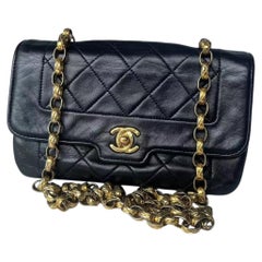 Chanel Diana Flap Bag Mini Black Leather Bijou Chain