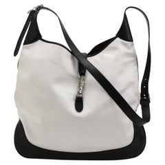 Gucci Jackie 1961 Large Black and White Calfskin Leather With Long Strap