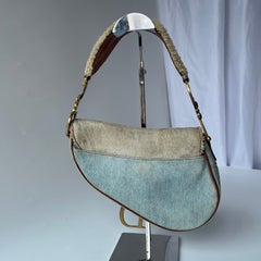 Dior Saddle 2004 Shearling Denim and Floral Shoulder Bag