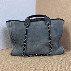 Chanel Deauville Tote Medium Navy Denim Top Handle