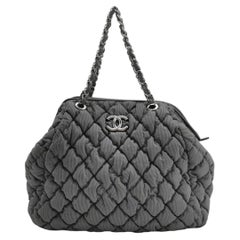 Chanel Bubble Chain Striped Quilted Flap Bag Red Grey Tote