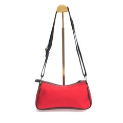 Dior Red Canvas Vintage Silver Hardware Crossbody Bag
