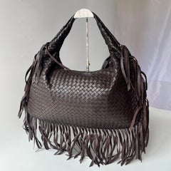 Bottega Veneta Veneta Fringed Hobo Large Dark Chocolate Brown Leather 47cm