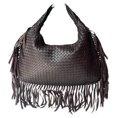 Bottega Veneta Veneta Fringed Hobo Large Dark Chocolate Brown Leather 47cm