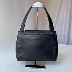 Chanel Vintage Kelly Mini Top Handle Flap Bag Black Lambskin Leather