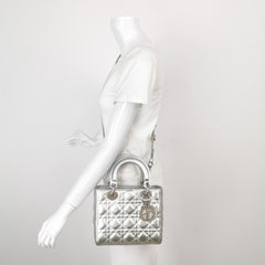 Lady Dior Small My Abcdior Cannage Leather Silver with Strap 2018