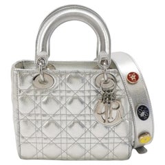 Lady Dior Small My Abcdior Cannage Leather Silver with Strap 2018