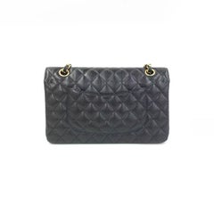Chanel Classic Flap Medium Black Caviar Leather Double Flap Gold Hardware