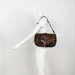 Dior Vintage Gaucho Large Dark Brown Leather Crossbody Bag 36cm