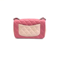 Chanel Classic Flap Rectangular Mini Tricolor Pink Lambskin Silver Charms