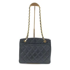 Chanel Vintage XL CC Black Quilted Lambskin Leather Tote Small