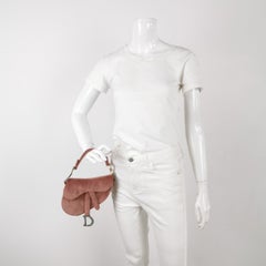 Dior Saddle Mini Dusty Pink Velvet Handbag with Crystals