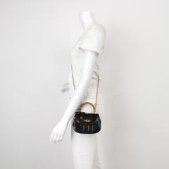 Gucci Bamboo 1947 Night Mini Black Leather Evening Bag with Chain