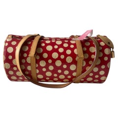 Louis Vuitton x Kusama Papillon 28 Red Polka Dots Patent Leather Handbag
