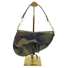 Christian Dior Vintage Saddle Bag Pixelated Calfskin Camouflage Shoulder Bag