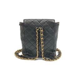 Chanel Vintage 1994-1996 Duma Backpack Black Lambskin Leather Gold Hardware