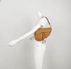 Dior Saddle 2021 Medium Tan Brown Grained Calfskin Leather Bag