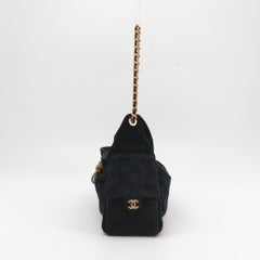 Chanel 25 Bag Small Black Suede Leather Gold Hardware Shoulder Bag
