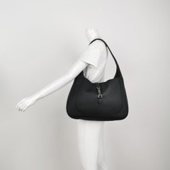 Gucci Jackie 1961 Black Large Pebbled Leather Shoulder Bag with Strap