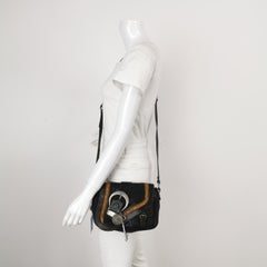Dior Vintage Gaucho Mini sac à bandoulière en cuir noir