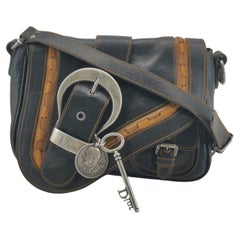 Dior Vintage Gaucho Mini sac à bandoulière en cuir noir