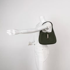 Gucci Jackie 1961 Dark Green Grained Leather Bag Small with Adjustable Strap