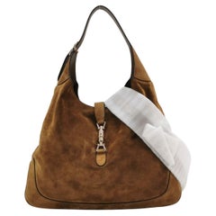 Gucci Jackie 1961 Large Chocolate Brown Suede Leather With Long Strap
