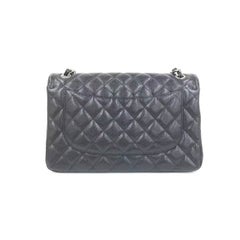Chanel Classic Flap Jumbo 2011 Black Caviar Leather Double Flap Silver Hardware