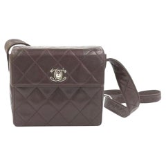 Chanel Vintage Mini Flap Crossbody Bag Brown Lambskin Leather, 1991-1994