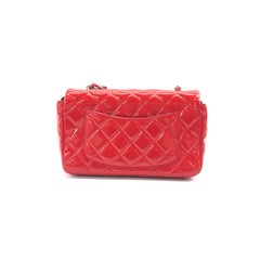Chanel Classic Flap Mini Red Patent Leather Silver Hardware