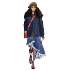 Michael Kors Collection Fall 2019 Navy Blue Heavy Wool Pea Coat