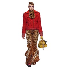 Christian Dior x Galliano AW04 Red Wool & Studded Leather Biker Jacket