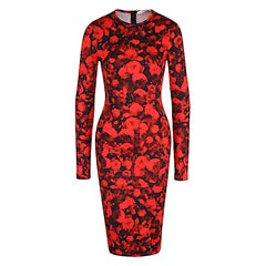 Givenchy Fall 2017 Red Rose Print Dress, Slim Fit, Size UK8