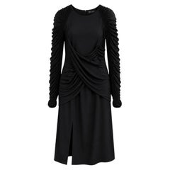 Versace Damenkleid mit gerafften Tüllärmeln, schwarz, IT40, UK8