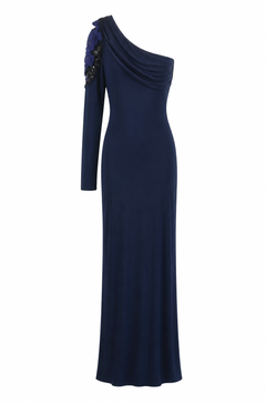 Yigal Azrouel Lace Shoulder Jersey Evening Gown Dress